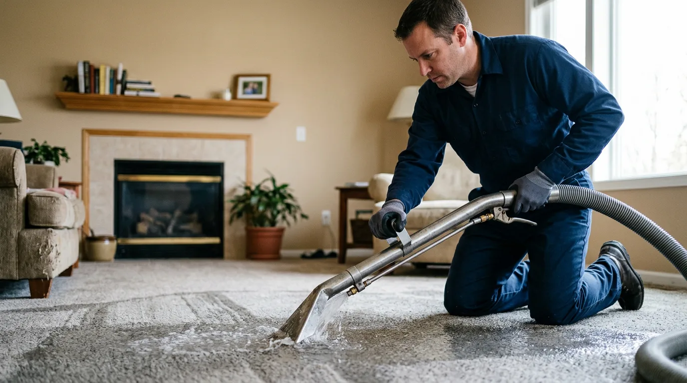 Water damage restoration technician working near Coffeen, IL